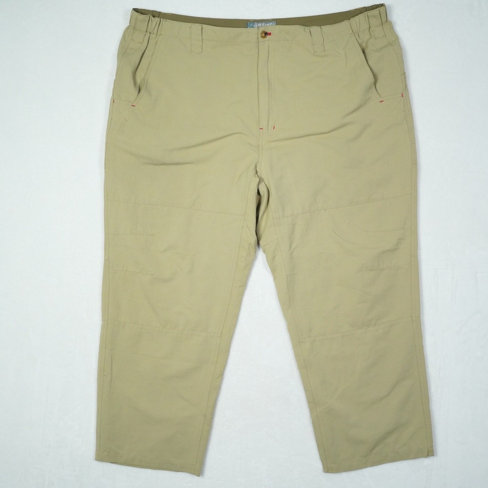 Orvis Trout Bum Mens XXL Tan Nylon Fishing Pants Elastic Waist Utility Hiking